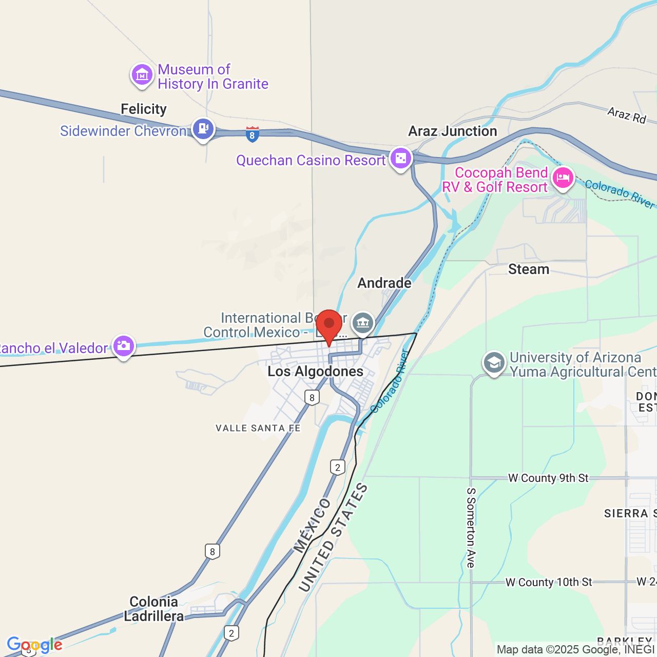 Google map image of our location in Ave A between 3rd and 4th St Los Algodones, B.C.