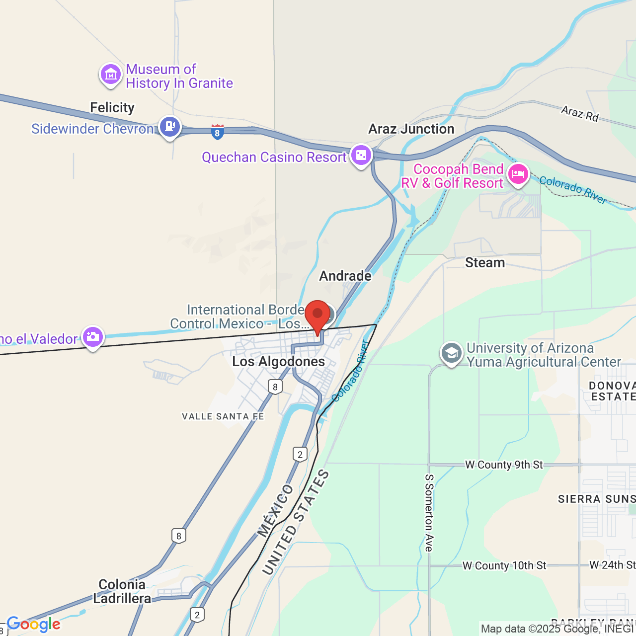 Google map image of our location in Ave “A” between 2nd and 3rd St Los Algodones, B.C.